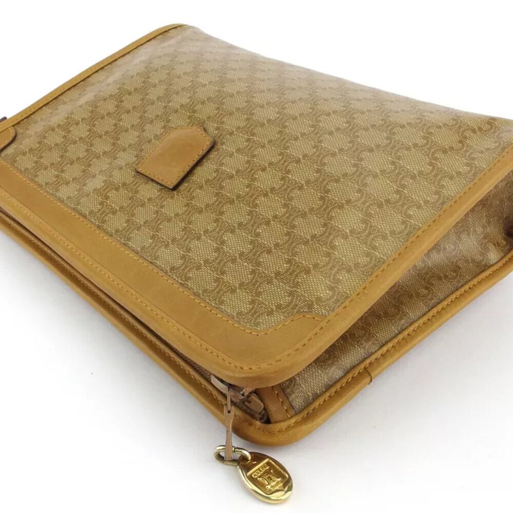 CELINE clutch bag macadam beige PVC ?~ leather Authentic - Picture 3 of 9